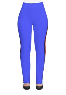Blue Casual Active Patchwork Flat Straight Midweight Pants