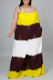 Yellow Fashion Casual Print Backless Spaghetti Strap Plus Size Jumpsuits
