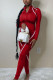 Wine Red Fashion Casual Adult Solid Patchwork O Neck Skinny Jumpsuits