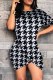 Black Gray Fashion Casual Print Asymmetrical O Neck Short Sleeve Dress