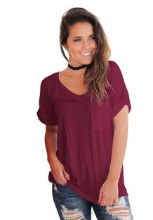 As Show Fashion Casual Regular V-Neck Short Solid Slim Tees & T-shirts