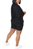 Black Fashion Casual Adult Solid O Neck Long Sleeve Regular Sleeve Regular Two Pieces