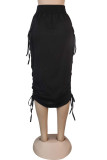 Black Sweet Solid Bandage Pocket Skinny Bottoms