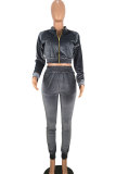 Black Elastic Fly Long Sleeve Mid Patchwork pencil Pants Two-piece suit