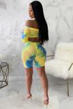 Blue Sexy Fashion Print Tie Dye Patchwork asymmetrical Straight Long Sleeve