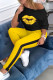 Yellow Fashion Casual Print Two Piece Suits Straight Half Sleeve Two Pieces