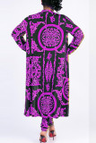 Gold Casual Printed Blending Two-piece Pants Set(Without T-shirt)