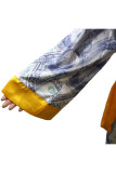 purple Fashion Casual Adult Print Patchwork With Belt V Neck Outerwear