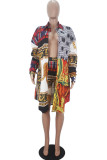 White Fashion Casual Adult Twilled Satin Print Turndown Collar Long Sleeve Shirt-Sleeve Long Two Pieces