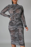 Leopard Print Casual Print Patchwork Pencil Skirt Dresses