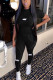 Black Milk Silk Fashion Active adult Ma'am Letter Two Piece Suits Straight Short Sleeve Two Pieces