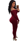 Light Gray Sexy Solid bandage Patchwork Long Sleeve V Neck Jumpsuits