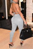 Red Fashion Sexy Solid Hollowed Out Backless Turtleneck Sleeveless Two Pieces