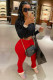 Red Elastic Fly Sleeveless Mid bandage Solid Patchwork pencil Pants