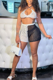 Camel Sexy Solid Hollowed Out Mesh Swimwears