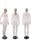 Blue Living Print V Neck Skinny Jumpsuits