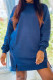 Deep Blue Casual Solid Pocket O Neck Long Sleeve Knee Length Long Sleeve Dress Dresses