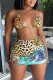 Leopard Print Sexy Print Patchwork Frenulum Swimwears