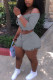 Grey Fashion Casual adult Ma'am Solid Two Piece Suits Straight Three Quarter Two Pieces