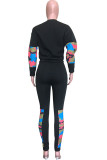 Apricot Casual Camouflage Print Two Piece Suits Patchwork pencil Long Sleeve