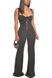 Yellow Fashion Sexy adult Ma'am Solid Two Piece Suits Loose Sleeveless Two Pieces