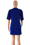 White Street Fashion adult Cap Sleeve Half Sleeves O neck Straight Mini Print Character Patchwor