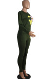 Blue Active Solid Two Piece Suits Print Patchwork pencil Long Sleeve