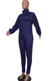 Leopard print Casual Patchwork Leopard Print Two Piece Suits pencil Long Sleeve 