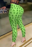 Pink Street Print Letter Skinny Bottoms