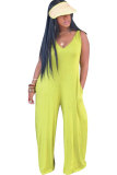Yellow Sexy Fashion Patchwork Solid Sleeveless Slip 