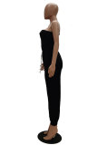 Yellow Fashion Casual adult Patchwork Solid Bandage Two Piece Suits pencil Sleeveless Two Pieces