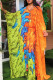 Green Yellow Street Print Patchwork Buttons V Neck Long Sleeve Two Pieces