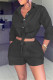 Black Fashion Casual Solid Bandage Turtleneck Three Quarter Two Pieces