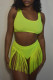 Fluorescent Green Fashion Sexy Solid Tassel Swimwears