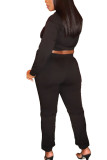 Green venetian Fashion Active adult Ma'am Solid Two Piece Suits Straight Long Sleeve Two Pieces