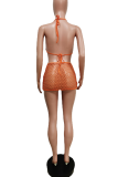 Rose Red Sexy Solid Patchwork Mesh Swimwears