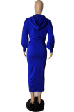 Black Casual Solid Hooded Collar Long Sleeve Two Pieces