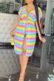 Colour Fashion Sexy Print Cardigan Swimwears Three-piece Set