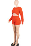 Green Wool Europe and America Solid Two Piece Suits pencil Long Sleeve Two-Piece Short Set