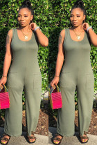 Green Sexy Solid Sleeveless Slip 