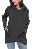 Black Novelty Regular Hooded Full Pockets Solid Regular Tees & T-shirts