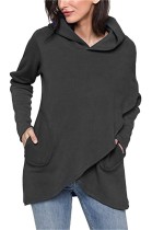 Grey Novelty Regular Hooded Full Pockets Solid Regular Tees & T-shirts