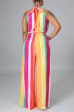 Colour Sexy Casual Patchwork Print Bandage Turtleneck Regular Jumpsuits