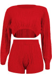 Green Wool Europe and America Solid Two Piece Suits pencil Long Sleeve Two-Piece Short Set