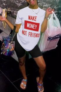 Red Black O Neck Short Sleeve Letter Print Tops