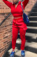 Red Fashion Casual Patchwork Solid Patchwork Turndown Collar Long Sleeve Two Pieces