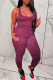 Purple Casual Solid Patchwork U Neck Sleeveless Two Pieces
