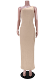 Pink Sexy Solid High Opening One Shoulder Irregular Dress Dresses