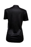 White Chemical fiber blend O Neck Short Sleeve Letter Print Character Solid Tops