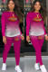 rose red Fashion Casual adult Ma'am Print Two Piece Suits pencil Long Sleeve Two Pieces